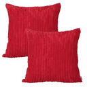 Queenie® - 2 Pcs Solid Color Corduroy Decorative Pillowcase Cushion Cover for Sofa Throw Pillow Case (24" x 24", Red)