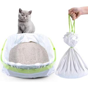 Litter Box Liners, 34 Count Jumbo Cat Litter Pan liners, Drawstring Litter Liner Bags For Litter Box, Easy Clean Up Thick Large Kitty Litter Liner XL, Eco Friendly Pet Cat Supplies(36" x 19")