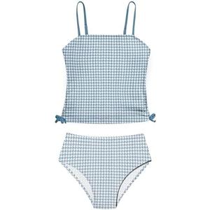 ADIRUN Girls Tankini Swimsuits Tropical Print Bathing Suit Two Piece Girls' Swimwear with Tie Side Knot 15-16 Y