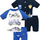 DAUGHTER QUEEN Boys Pajamas 4 Pieces Short Set 100% Cotton Sleepwear, Size: 4T