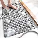 TEMIR Non Slip Bathtub Mat for Shower  Anti Skid Safety Mat with Strong Suction Cups, Quick Drain Holes, Machine Washable, Soft Bathroom Mat for Elderly & Kids, 30x17 in (75x43 cm) Gray