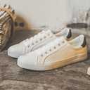 FRACORA Mens Canvas Shoes White Black Sneakers Low Top Lace Up Casual Shoes (White) 11