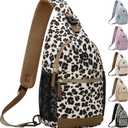 Small Crossbody Purses Bags for Women Men Travel, Chest Sling Bag Women Casual Cross Body Bag for Woman Sling Backpack (Large, Leopard Print)