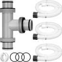 Frienda 1.5" to 1.5" T Joint Pool Hose Connector with 3 Pcs 1.5" Diameter Pump Replacement Hose 59" Long, Pool Hose Adapter and Replacement Accessories Fitting for Filter Pump(Clear White)