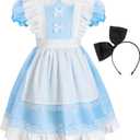 ReliBeauty Princess Deluxe Glittering Halloween Dress with Apron Bow Hair Band (12/150)