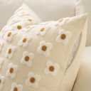 EMEMA Decorative Throw Pillow Covers Daisy Sun Flower Jacquard Pillowcase Cushion Case Rectangle for Couch Sofa Bed Living Room Bedroom Set of 1, 12x24 Inch, Beige