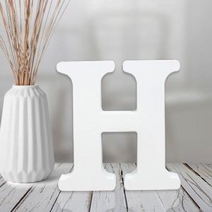 AOCEAN 4 Inch White Wood Letters Unfinished Wood Letter for Wall Decor Decorative Standing Letters Slices Sign Board Decoration for Craft Home Party Projects (H)