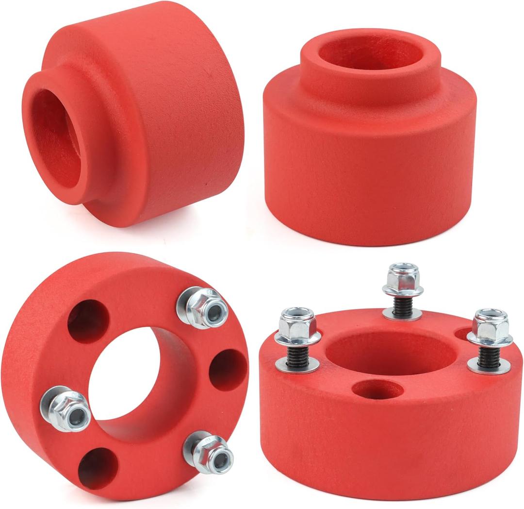 Leveling Lift Kit for 2009-2024 Ram 1500 4WD, 3'' Front Struct Spacers + 2'' Rear Leveling Lift Blocks Kit with Extended Square U-Bolts, Wrinkle Red