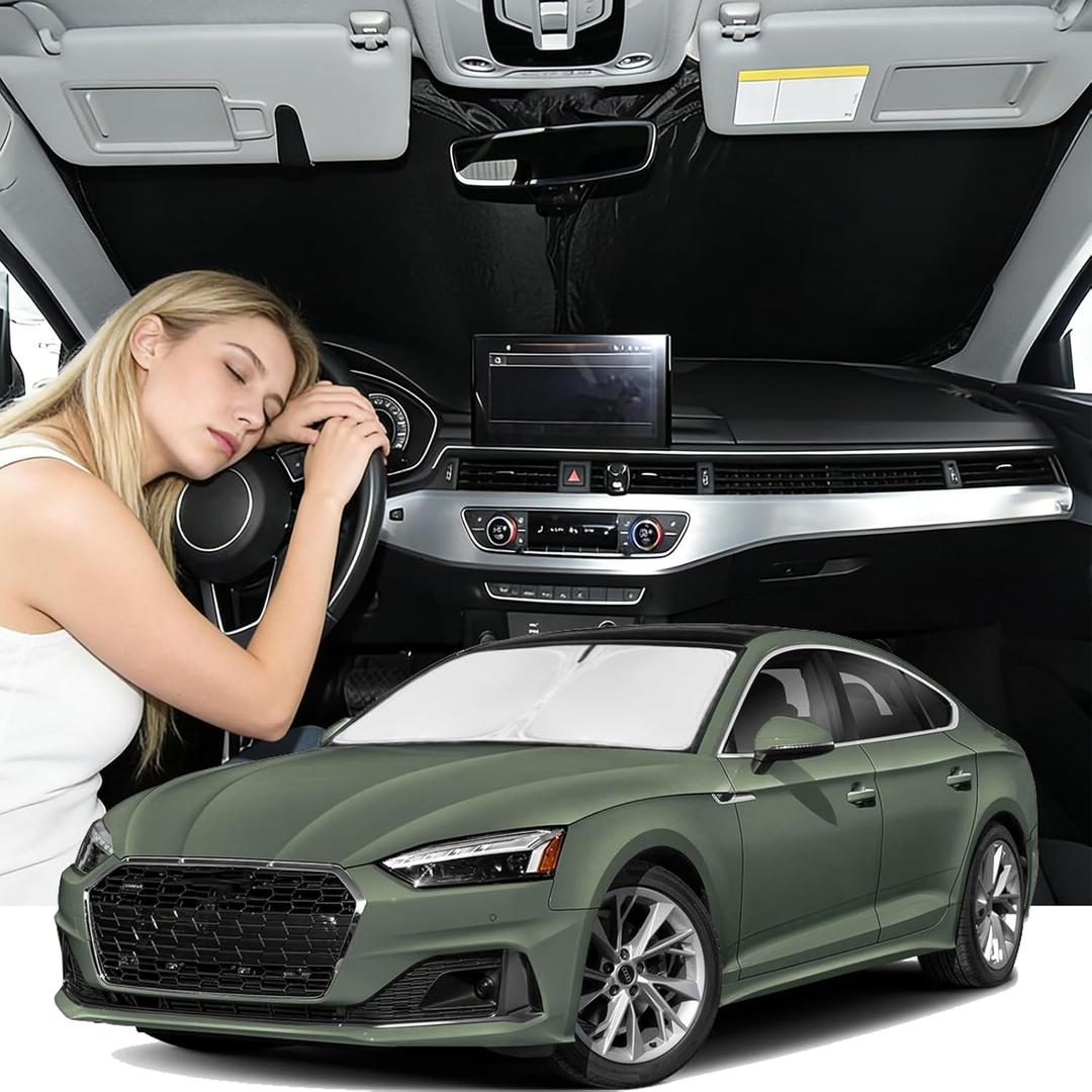 Windshield Sunshade for Audi A5 2018-2025 Sun Shade Car Windshield Accessories Upgrade 4 Layers Blocks UV Rays Custom Fit A5 240T Car Window Shades Front Windshield Keep Cool Foldable