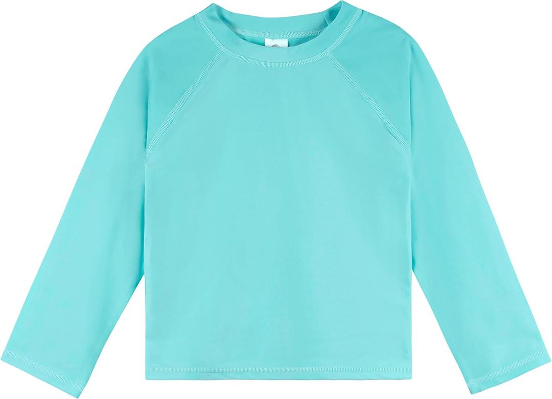 Gerber Unisex Baby Standard Toddler UPF 50+ Long Sleeve Rashguard Swim Shirt, Aqua, 18 Months