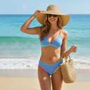LIZENS Women's Black Bikini Set with Colorful Straps Crisscross Back Swimwear for Beach(LW13G02,S) (Blue)