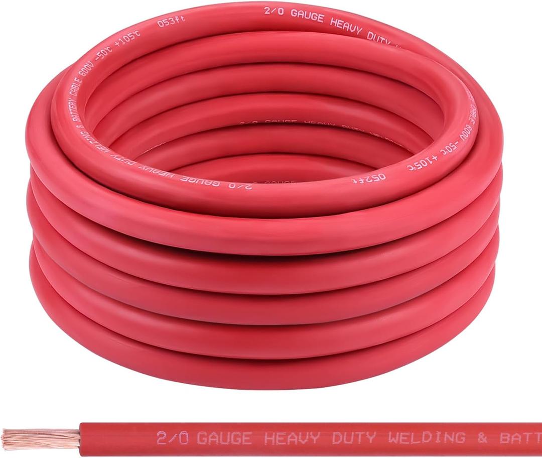2/0 Gauge Battery Cable, 30FT Red 2/0 AWG Pure Copper Wire Welding Cable, for Automotive, Battery, Solar and Generator, Standard USA OFC Wire