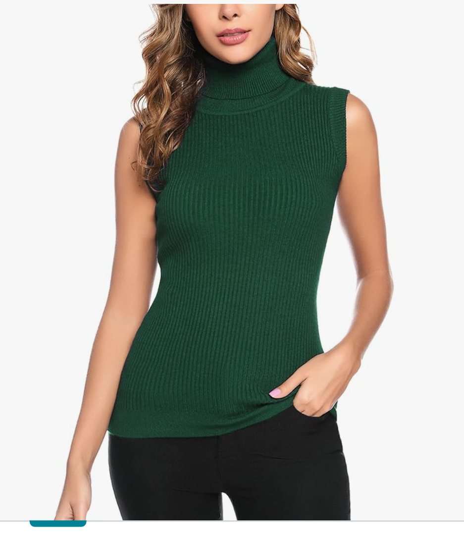 Totatuit Women's Spring Sleeveless Turtlenecks Tops Mock Neck Ribbed Solid Pullover Tank S