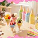 Honeydak 100 Pcs 6 oz Snow Cone Cups with Spoon Straws Disposable Paper Shaved Cups for Ice Cream Birthday Party Supplies, about 4.72 x 3.4 inches