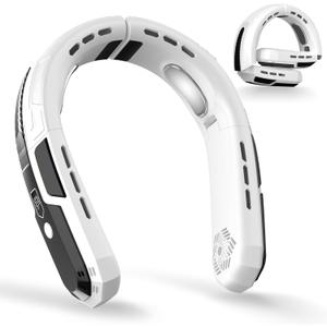 WXX Portable Neck Fan, Neck Fan Rechargeable, 360 Cooling Personal Fan, 3 Speeds Foldable Quiet Wearable Fan for Travel Outdoor Indoor, Birthday Gifts for Men Women-White&Black