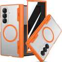 VEGO for Galaxy Z Fold 7 Case, Compatible with MagSafe, with [Hinge Protection][Front Privacy Screen Protector], Magnetic Anti-Peeping Translucent Slim Clear Cover for Samsung Z Fold 7 5G - Orange