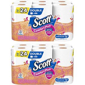 Scott ComfortPlus Toilet Paper, 12 Double Rolls, Bath Tissue (2 Pack)