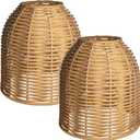 Rattan Lampshade coastal dome shape small lamp shades For Table lamps Hanging lamp pendant light covers replacement traditional shades,set of 2