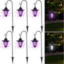 Qualirey 6 Pcs LED Solar Mosquito Zapper Waterproof 2 in 1 Hanging Bug Repellent Lights Hexagonal Mosquito Trap Outdoor Gnat Zapper for Summer Outside Backyard Patio Garden Farm(Black)