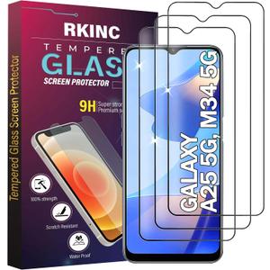 7 x RKINC Screen Protector [3-Pack] for Samsung Galaxy A25 5G, Tempered Glass Film Screen Protector, 0.33mm [LifetimeWarranty][Bubble-Free][Anti-Scratch][Anti-Shatter]
