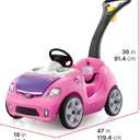 Step2 Whisper Ride II Kids Push Cars, Ride On Car, Seat Belt, Horn, Toddlers Ages 1.5 – 4 Years Old, Max Weight 50 lbs., Quick Storage, Stroller Substitute, Pink, Large