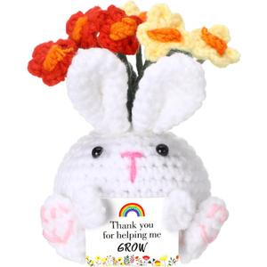 Weysat Teachers Appreciation Gifts Bulk Cute Handmade Crochet Bunny Thank You Gifts with Positive Cards for Women Teacher Coworkers Employee Nurse Team Back to School Party Supplies