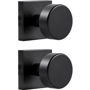 coolnews 2 Pack Black Dummy Door Knobs Interior, Single Sided Square Modern Dummy Door Knob Door Handle for Hall/Closet Doors, Matte Black (Dummy 2 Pack)