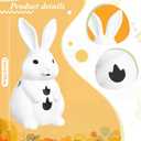 Easter Bunny Figurines 11 Inch Light up Easter Bunny Decorations White Resin Rabbit Figurines for Spring Indoor Rustic Decor Home Table Room Kitchen(Flame Style)