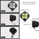 Ebike LED Headlight 2 Pin Female Waterproof Connector Ultra-Bright 12W 300 Lux High-Brightness Night Riding Front Light for 48V 36V Mountain Bike,Folding Bike and E-Scooter