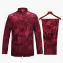 wecotton Tang Suit Men Hanfu Chinese Traditional Clothes Kung Fu Shirt Uniform Long Sleeved Coat Tops and Pants, 43