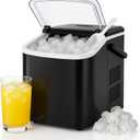 DUMOS Portable Ice Maker for Countertop with Handle, 26lbs/Day, 9 Bullet Ice Cubes Ready in 6 Mins, Self-Cleaning Quiet Ice Machine for Home, Kitchen, RV, Camping, Black