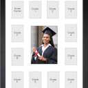Americanflat 13.5x18 School Picture Frame Pre-K to 12 - Fits Twelve 2.5x3.5 Photos and One 5x7 Photo or Use as One 13.5x18 Frame - Signature Collection - K-12 Picture Frames for Wall Display - Black
