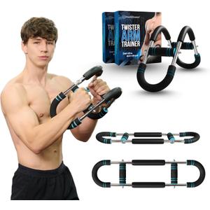 Twister Arm Trainer, Adjustable Power Twister Bar 40-100lbs Resistance & Chest Exerciser, Full Body Strength Training Equipment for Arms, Chest, Shoulders, Core & Legs, Portable Home Gym