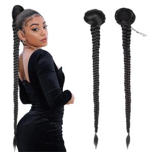 WIGER Long Braided Ponytail For Black Women 34 Inch Drawstring DIY Ponytails Yaki Straight Clip-In Hair Extension Fake Hairpieces For Daily Or Costume