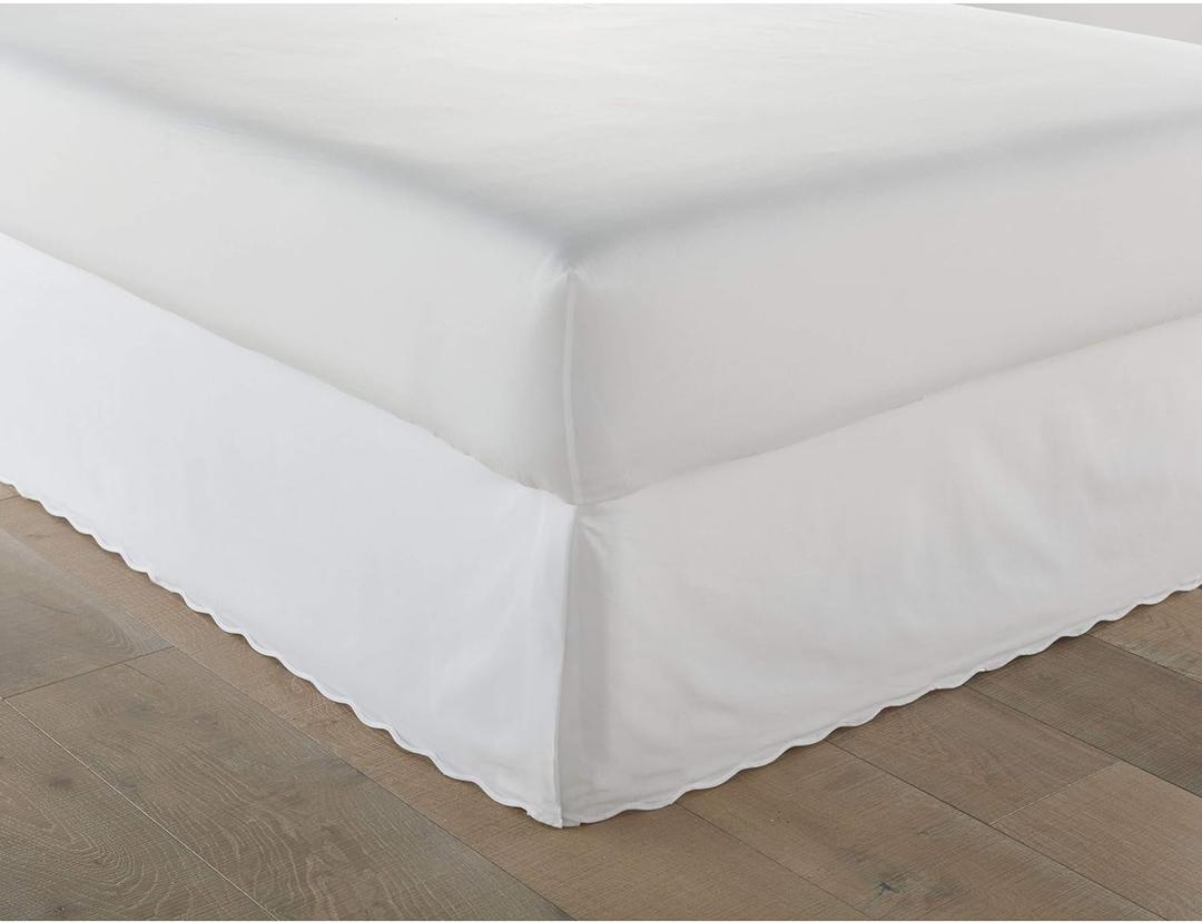 Stone Cottage - Queen Bedskirt, Cotton Tailored Bedskirt with Split Corners, Oeko-Tex Certified (Solid White)