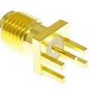 25PCS SMA Female PCB Panel Edge Mount Plug with 4 Pins Stand Straight Connector RF Coax Coaxial Adapter