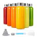 Sursip 10 oz Glass Juice Bottles, 6 Pack with Stainless Steel Lids â€“ Reusable Small Glass Bottles for Smoothies, Iced Tea & Milk â€“ Leak-Proof, BPA-Free, Dishwasher Safe