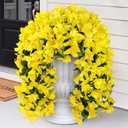 Sggvecsy Artificial Bougainvillea Flowers Fake Hanging Flowers Plants for Outdoor Outside Decoration 2PCS Faux Silk UV Resistant Long Trailing Vines for Front Door Home Porch Patio Yard (Yellow)