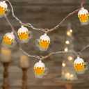 Beer Mug String Lights Plug in, 8.5Ft Summer Beer Party Decorations String Lights with 10 Beer Cup Lights, Hanging Beer Cup Fairy Lights for Outdoor Bar Birthday Summer Themed Party Wedding Decor