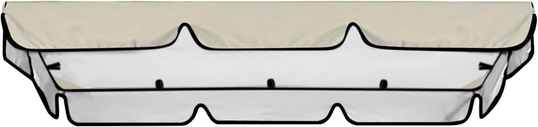 Swing Canopy Replacement Cover, Waterproof Sun Shade Porch Swing Canopy Replacement Top for 2-3 Seater Outdoor Garden Yard Patio Swing Cover (Beige, 75525.9 Inch)