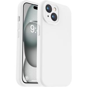 Vooii Compatible with iPhone 15 Plus Case, Upgrade Liquid Silicone [Enhanced Camera Protection] [Soft Anti-Scratch Microfiber Lining] Shockproof Phone Case for iPhone 15 Plus 6.7 inch - White