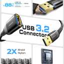 AINOPE USB Extension Cable, USB Extender, USB 3.0 Extension Cable, Male to Female Cord High Data Transfer Compatible with USBKeyboard, Flash Drive, Hard Drive, Printer, 24.6FT, Black