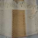 Keketoarrange Boho Table Runner Cream Beige Brown for Home Decor 12x48 Inches Farmhouse Small Macrame Woven Burlap Rustic Coffee Table Runner Dresser Scarf Dining Kitchen Centerpiece Bohemian Decor
