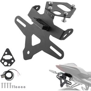 Motorcycle License Plate Bracket for Street Triple 765 R 765 RS 2020 2021 2022 2023 2024 2025 2026, Fender Eliminator With LED Light, Motorcycle Tail Tidy License Plate Holder Mount