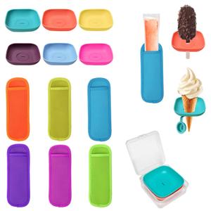 2 x Zvvastnz Silicone Popsicle Holder and Sleeves, Reusable Ice Pop Sleeves for Toddlers, No mess Ice Cream Holder for Summer and Birthday Party, Adjustable Clips, Dishwasher Safety, 8pcs