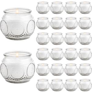 24 Pack of 4 Oz Mini Soy Candles, Vanilla Scented Candle Set in Vintage White for Home, Gifts, Party Favors, Spa & Relaxation It's a Very Holiday Gift to Give to Family and Friends!