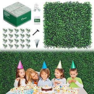 Grooy 16PCS Grass Wall, Artificial Boxwood Panels, Privacy Hedge Fence Screen with UV Protection, Greenery Backdrop for Indoor Home Wedding Decor and Outdoor Garden Backyard