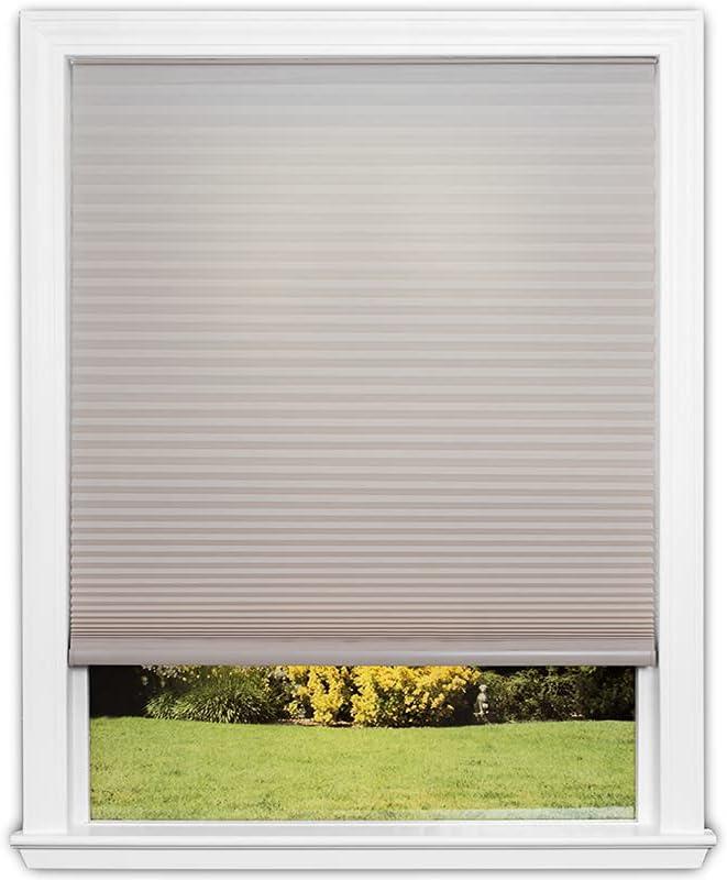 Redi Shade No Tools Easy Lift Trim-at-Home Cordless Cellular Light Filtering Fabric Shade Natural, 48" W x 64" L, (Fits Windows 31"- 48")
