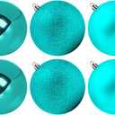 Benjia Extra Large Size Outdoor Christmas Ornaments, Oversized Huge Big Shatterproof Xmas Christmas Plastic Balls for Outside Lawn Yard Tree Hanging Decorations (4"/100mm, Teal, 6 Packs)