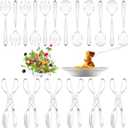 18 Pcs Plastic Serving Utensils 9" Clear Disposable Utensils Set Includes Spoons, Serving Forks, Tongs for Birthday, Wedding Parties, Buffet Cutlery Food (Clear)